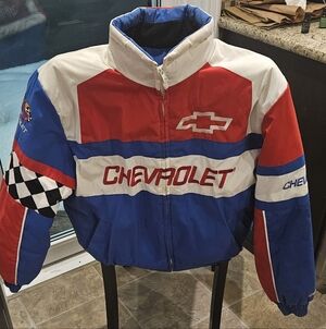 Chevrolet Men's Red, Blue, and White Jacket